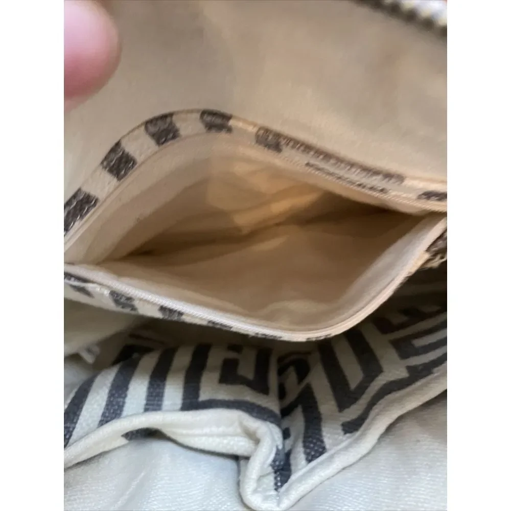SPARTINA City Market Dixie Shoulder Bag De Renne Gray‎ Cream White Linen Leather